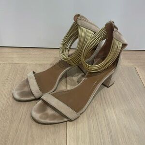 Aquazzura tan and gold heels 37.5